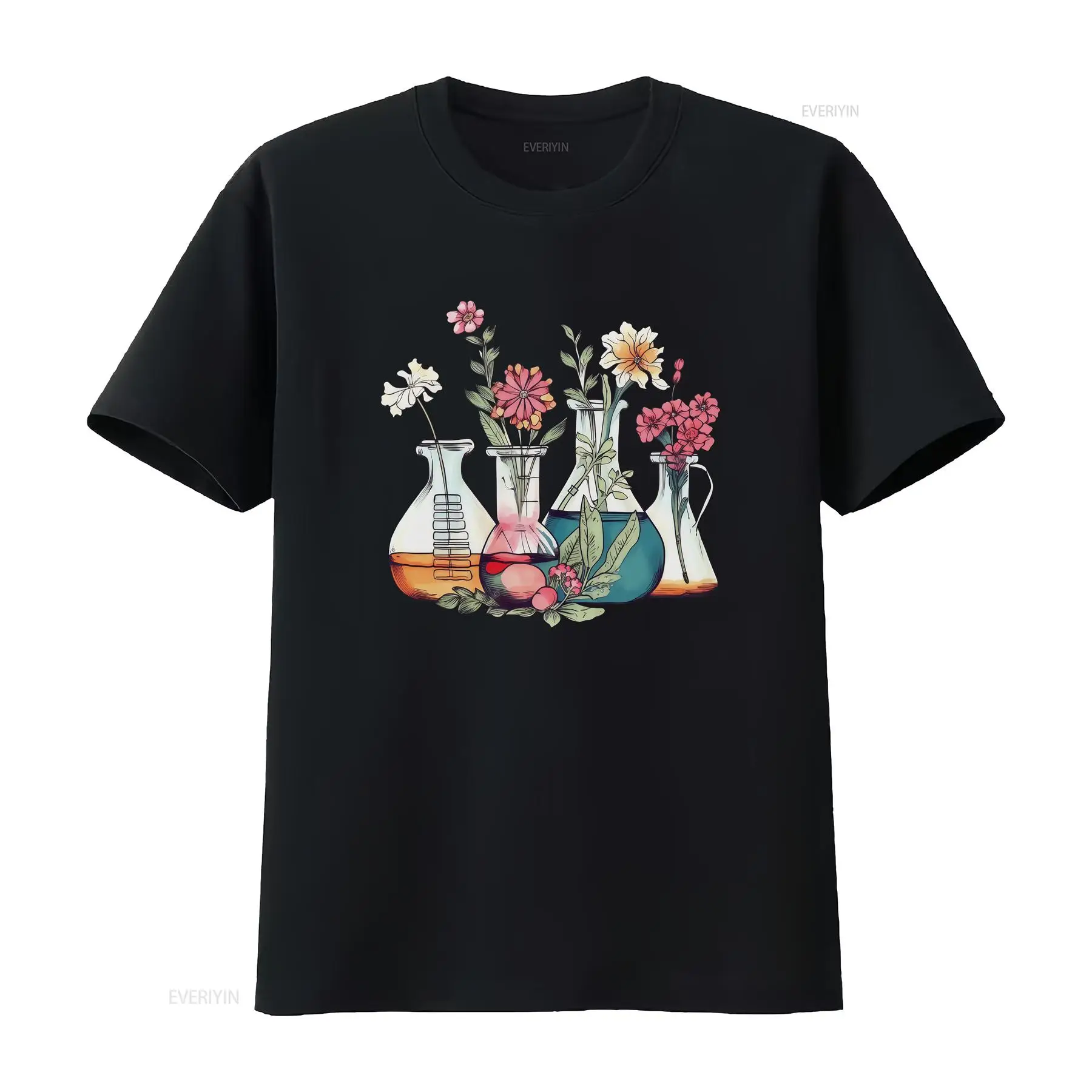 Medical Lab Technician - Camiseta de Laboratório Floral com Beakers,