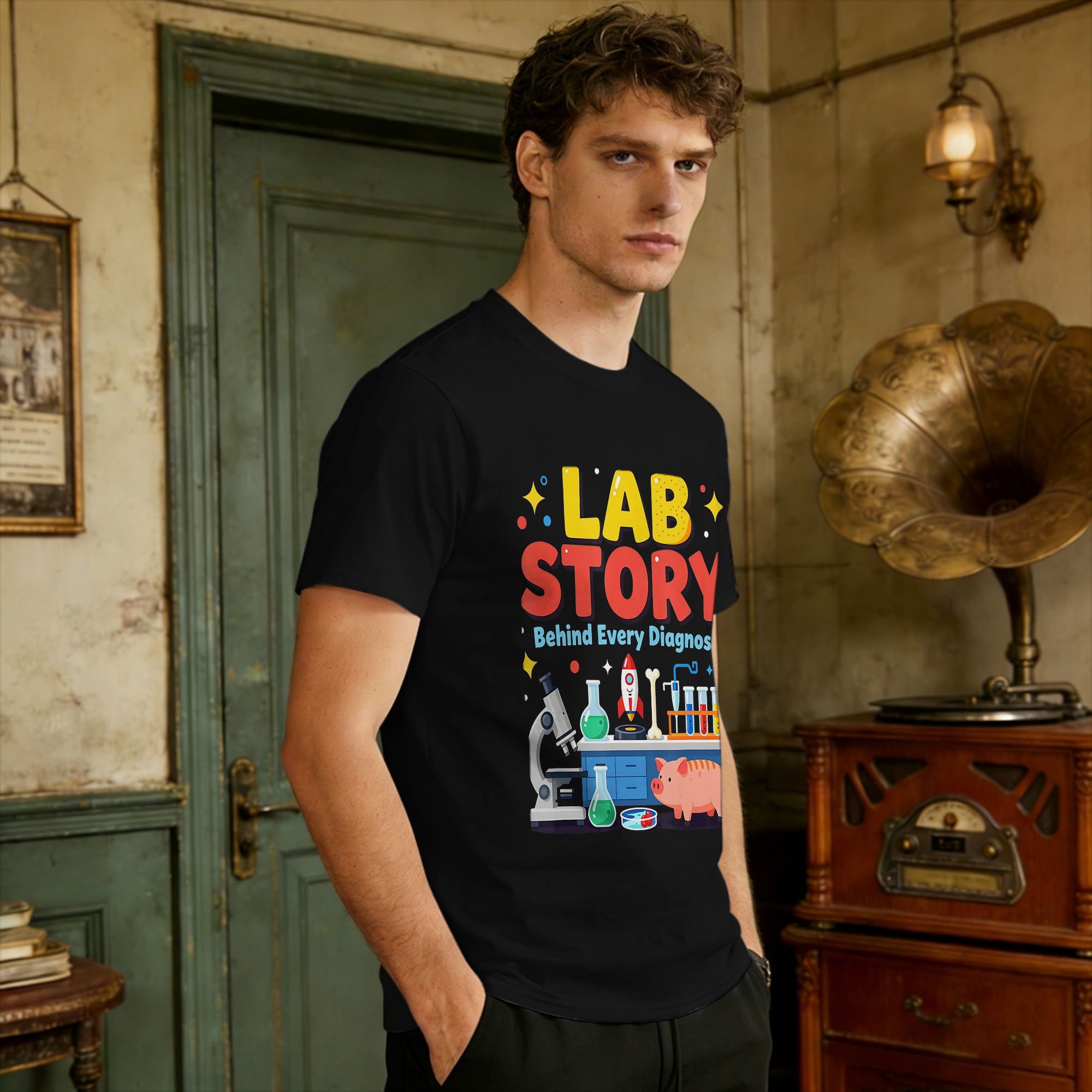 Camisetas masculinas da equipe - Medical Lab Technician avaliação e preço