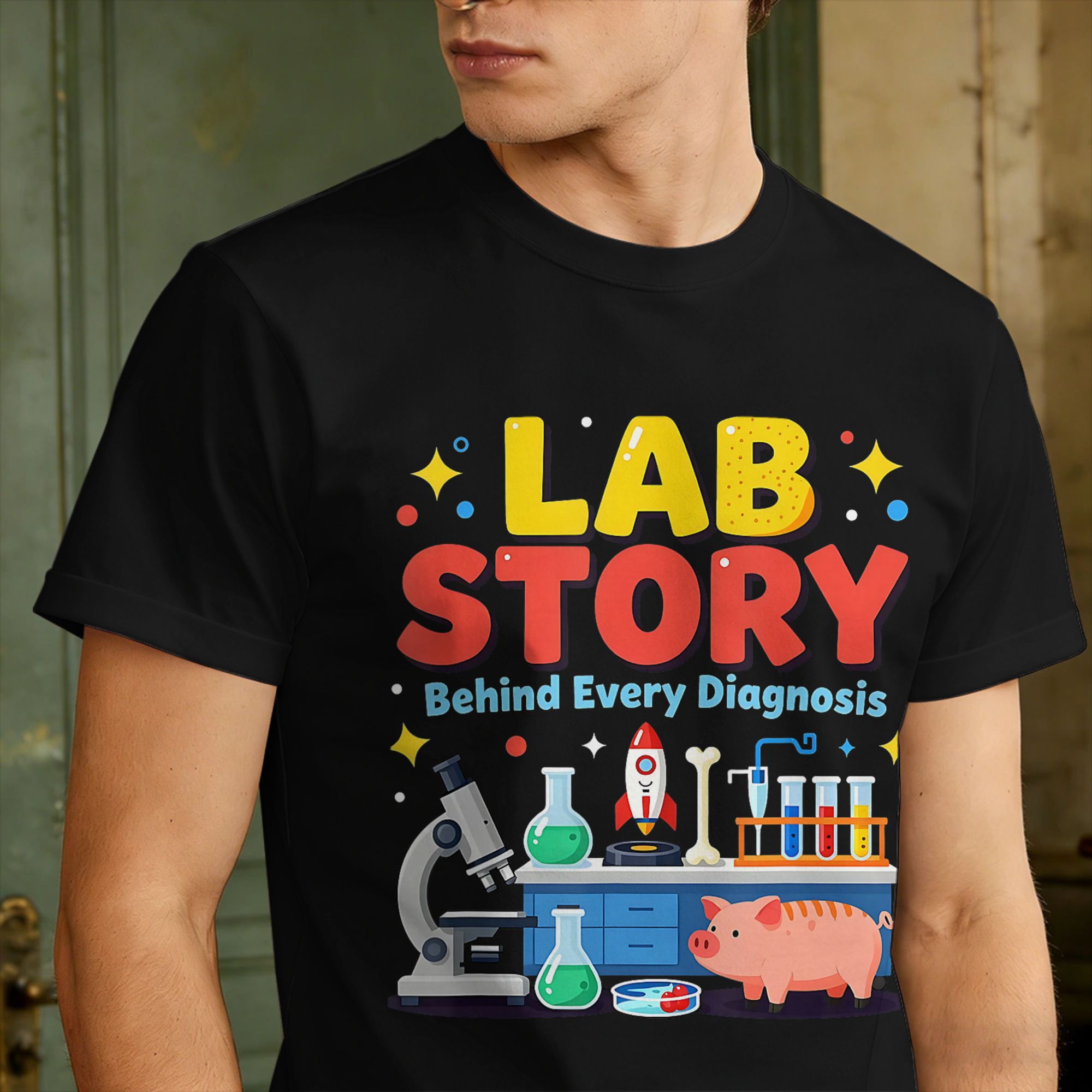 Camisetas masculinas da equipe - Medical Lab Technician avaliação e preço